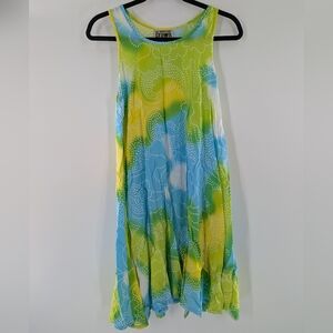 American Crown Tie Dye Sun Dress Vacation Sleeveless Summer Tropical Bohemian